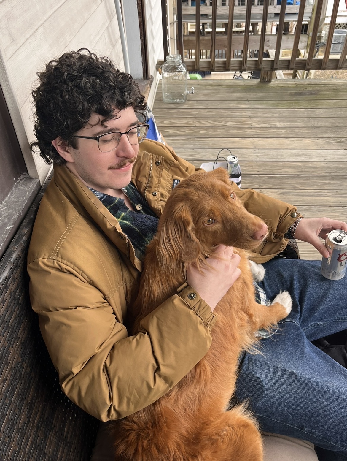 Taking a quiet moment with a dog